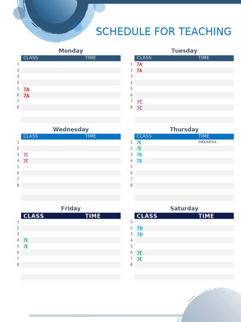 Schedule For Teaching | PDF