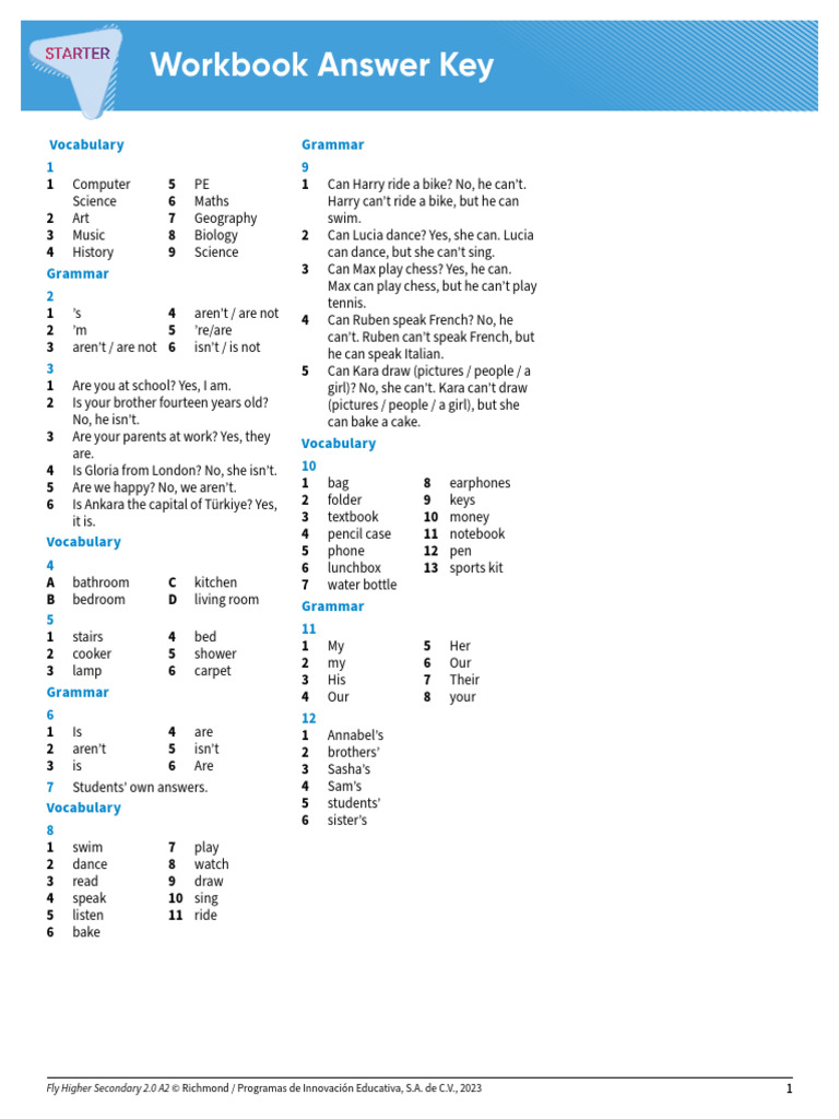 AddRes_FHrS2_0_A2_WB_Answer_Key_St | PDF