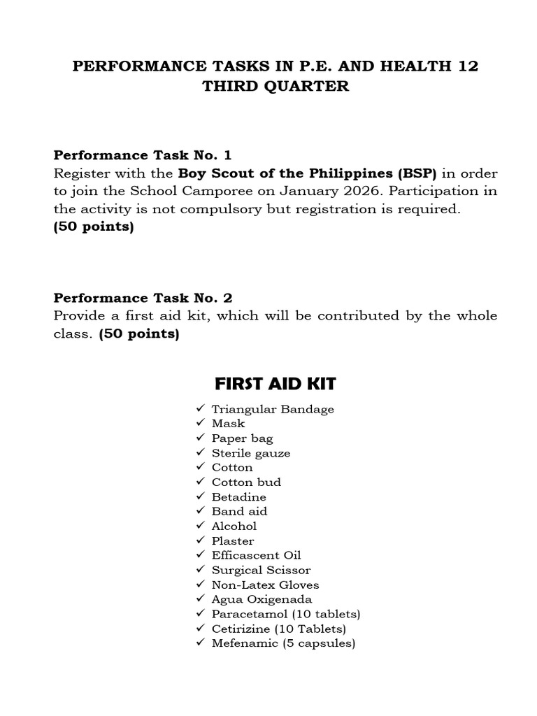 P.E. and Health 12 Performance Tasks | PDF
