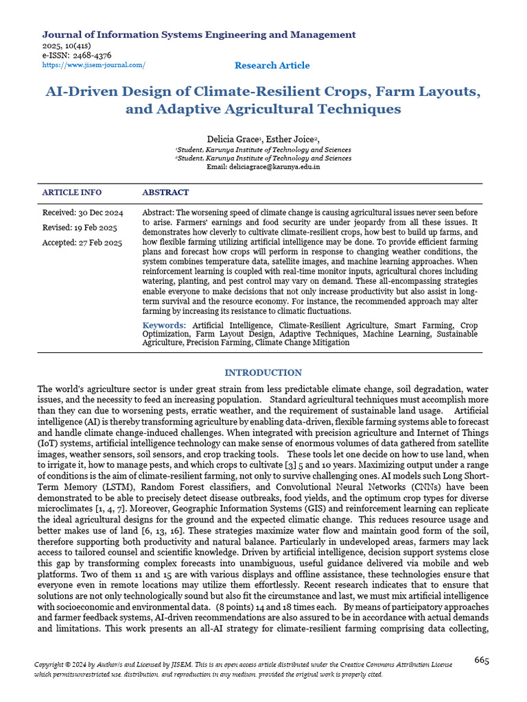 AI for Climate-Resilient Agriculture | PDF | Agriculture | Artificial ...