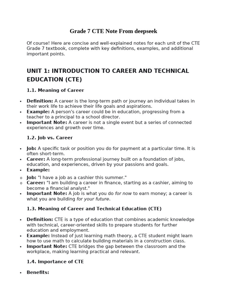 Grade 7 CTE Notes: Career Education Guide | PDF | Beekeeping ...
