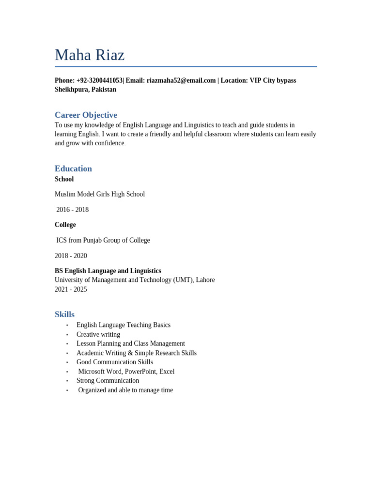 English Language Teaching Profile | PDF