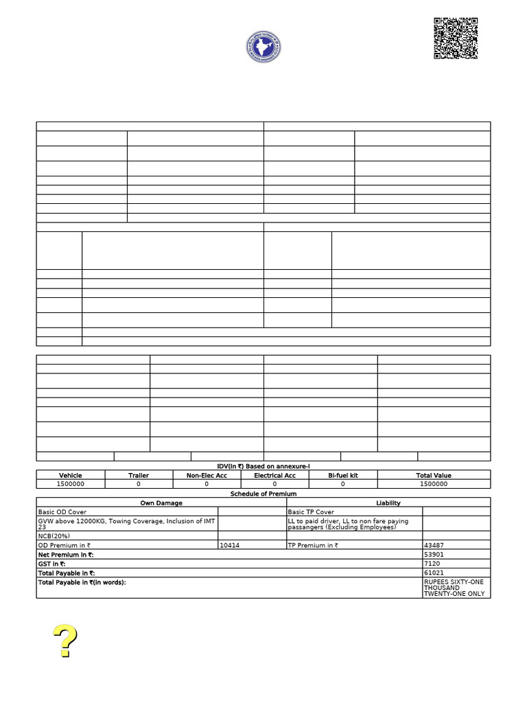 Commercial Vehicle Insurance Policy Details | PDF | Driver's License ...