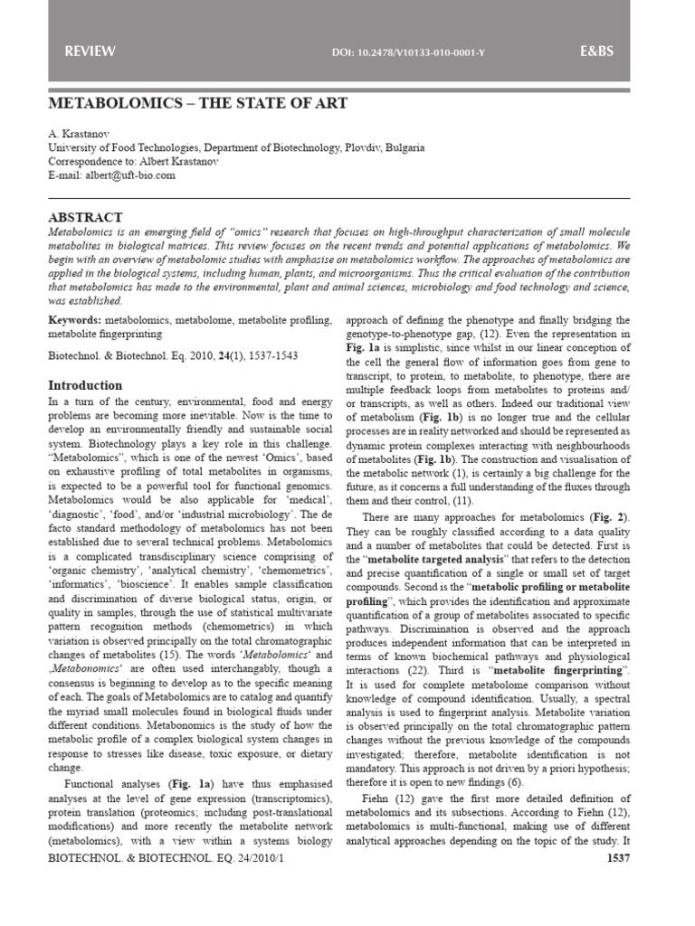Metabolomics: Trends and Applications | PDF | Metabolomics | Mass ...