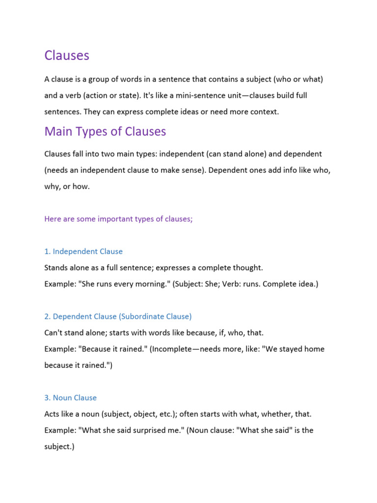Understanding Types of Clauses | PDF
