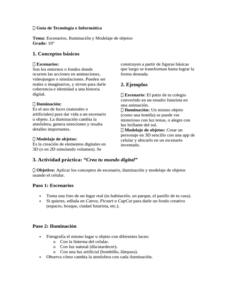 ? Guía de Tecnología e Informática Grado Diez | PDF | Animación