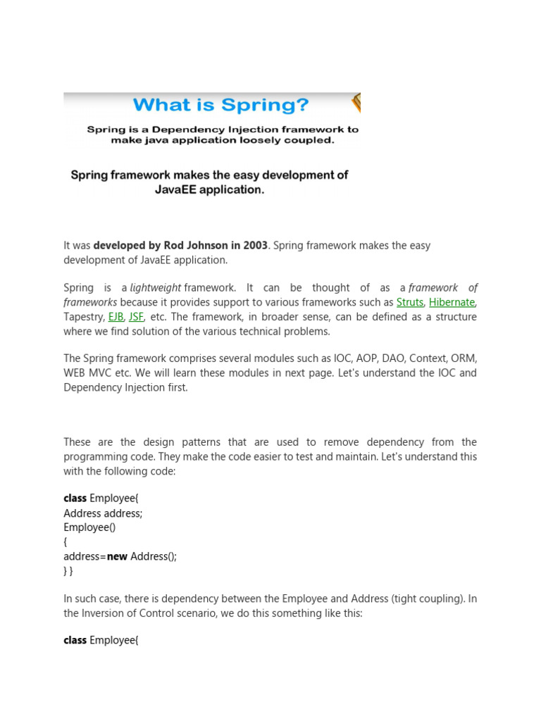 Overview of Spring Framework Essentials | PDF | Spring Framework ...
