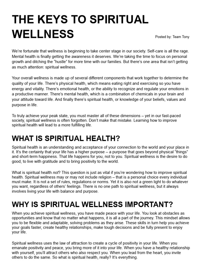 The Keys to Spiritual Wellness | PDF | Meditation | Mindfulness