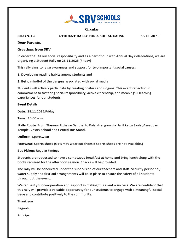 Student Rally for Social Awareness | PDF