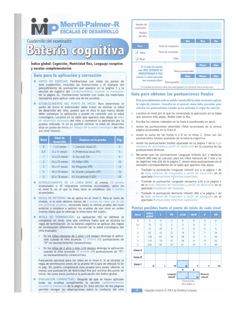 Cuadernillo Merrill-Palmer-R (Batería Cognitiva) .Word | PDF