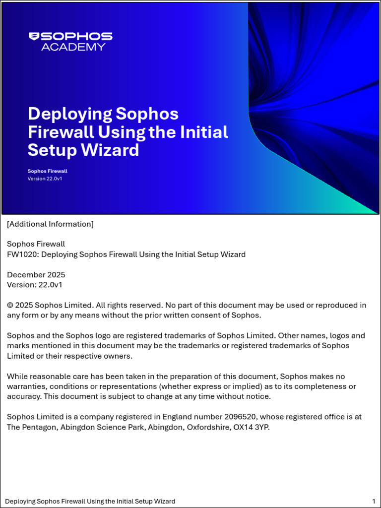 Sophos Firewall Setup Wizard Guide | PDF | Firewall (Computing ...