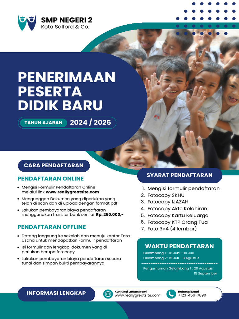 Putih Biru Dan Hijau Minimalis Modern Poster Penerimaan Peserta Didik ...