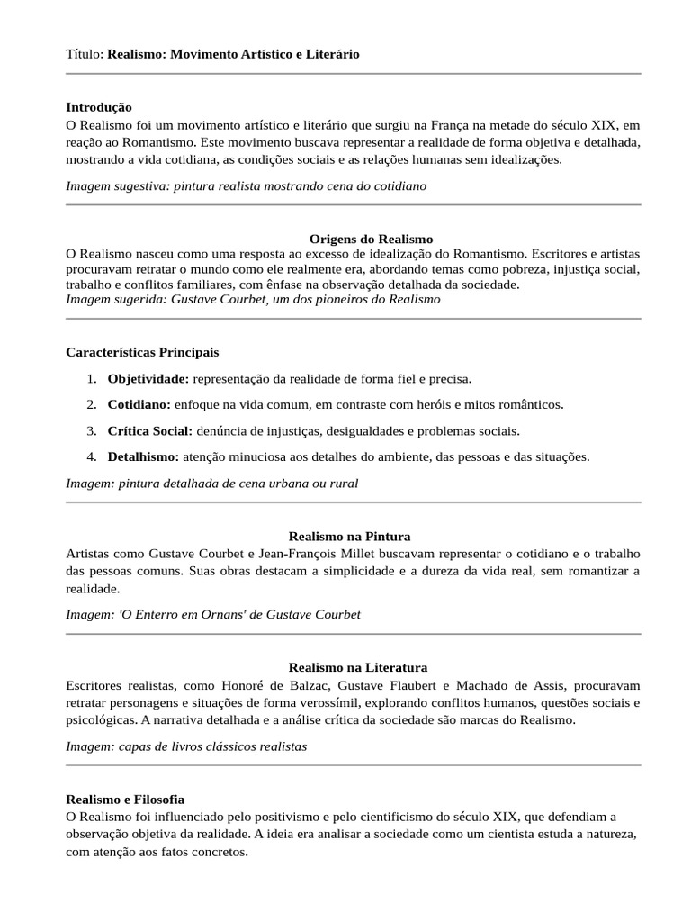 Realismo: Arte e Literatura do Século XIX | PDF | Realismo (artes ...