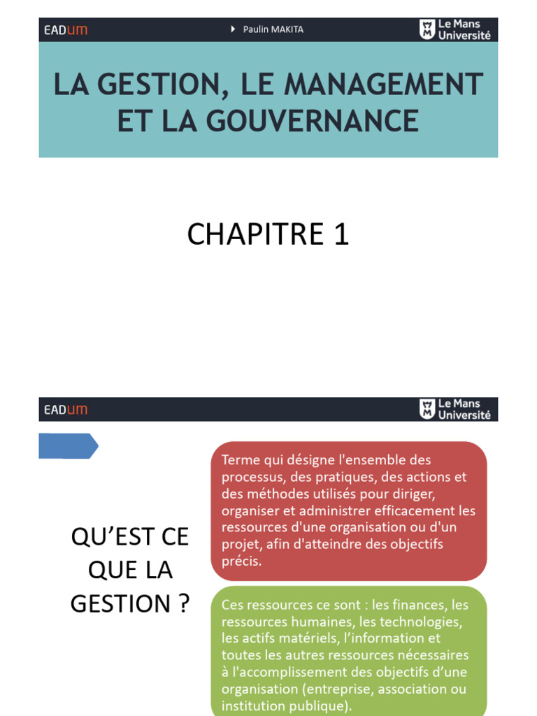 Gestion et Management : Concepts Clés | PDF | Gouvernance | Gouvernance ...