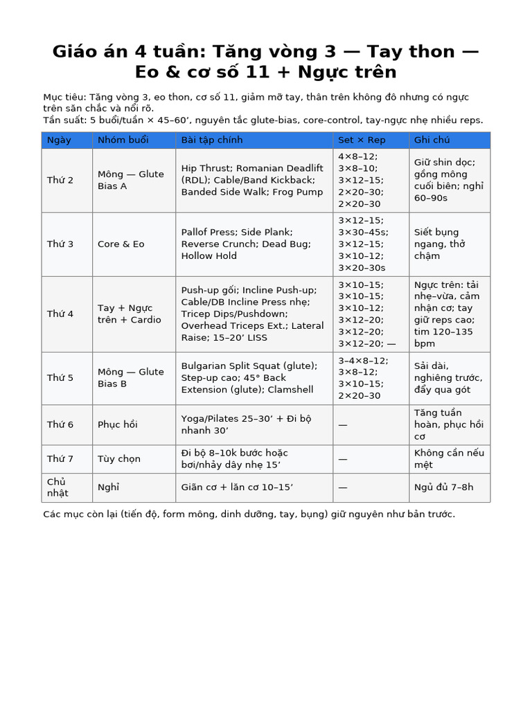 Giao an 4 Tuan Tang Vong3 Eo11 Tay Thon NgucTren | PDF