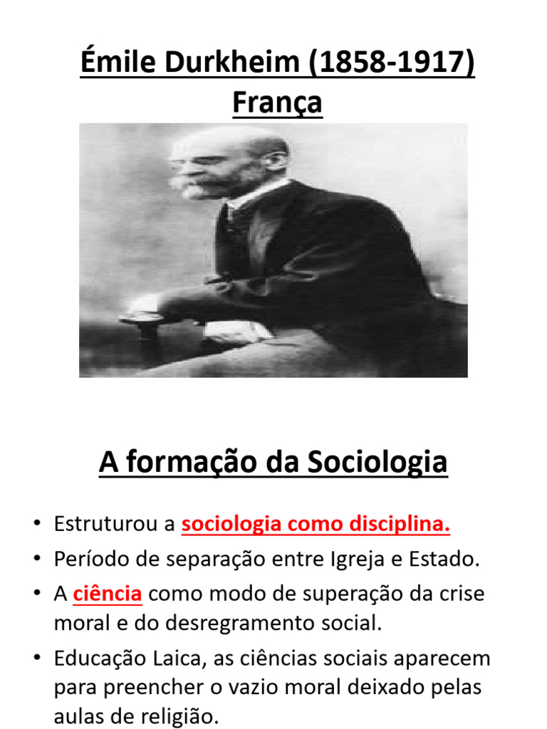 Durkheim: Fatos Sociais e Suicídio | PDF | Sociologia | Émile Durkheim