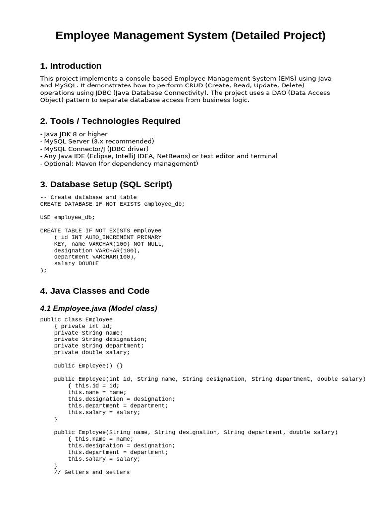 Java Employee Management System Guide | PDF | Databases | Software