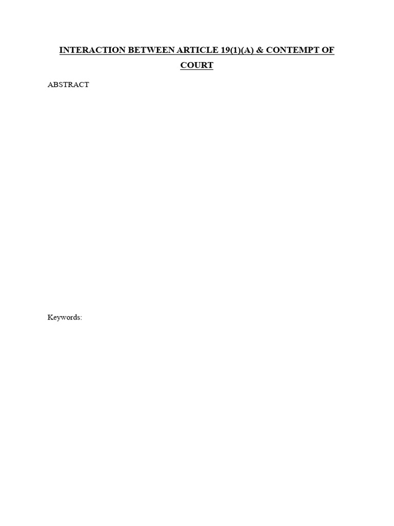 Interaction Between Article 19 | PDF | Contempt Of Court | Freedom Of ...