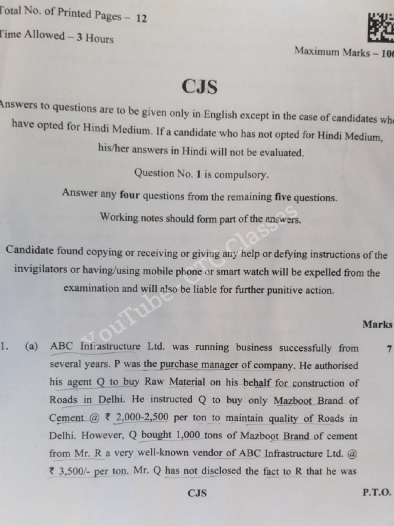 CA Foundation Business Law Paper May 2025 I CTC Classes | PDF