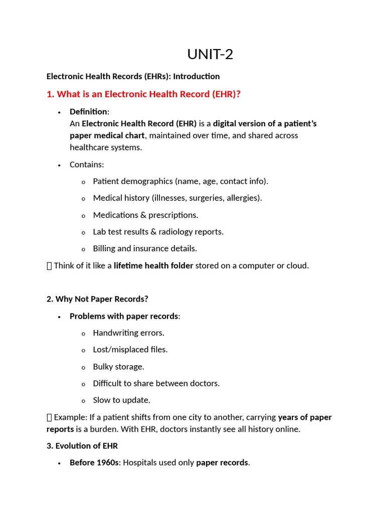 UNIT-2 | PDF | Electronic Health Record | Medical Prescription