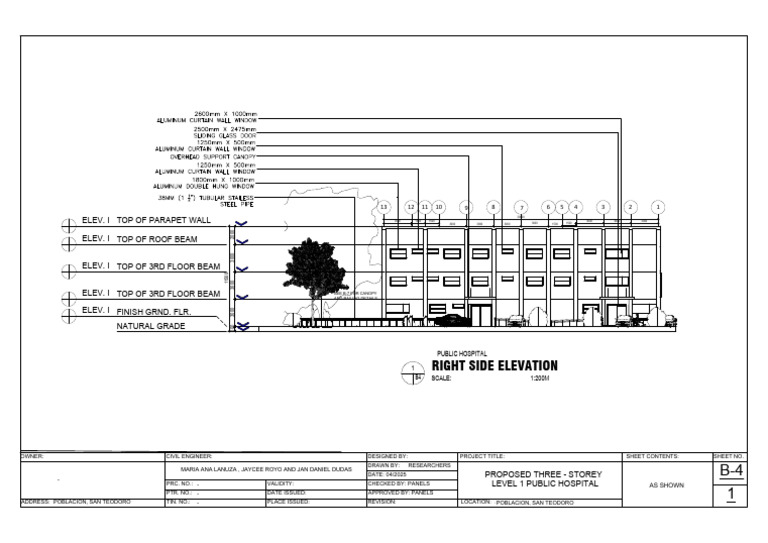 Right Side Elevation of Public Hospital | PDF | Building Engineering ...