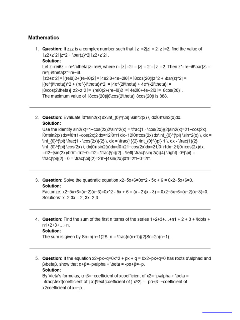 2025 | PDF | Quadratic Equation | Mathematical Analysis