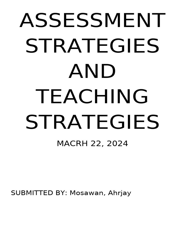 ASSESSMENT STRATEGIES AND TEACHING STRATEGIES | PDF | Learning ...
