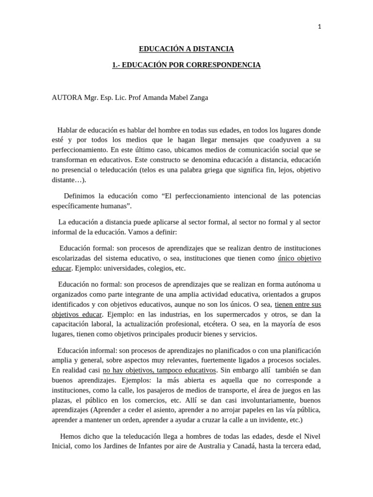 1.-Educ. A Distancia - Metodolog - Educac. Correspondencia | PDF ...