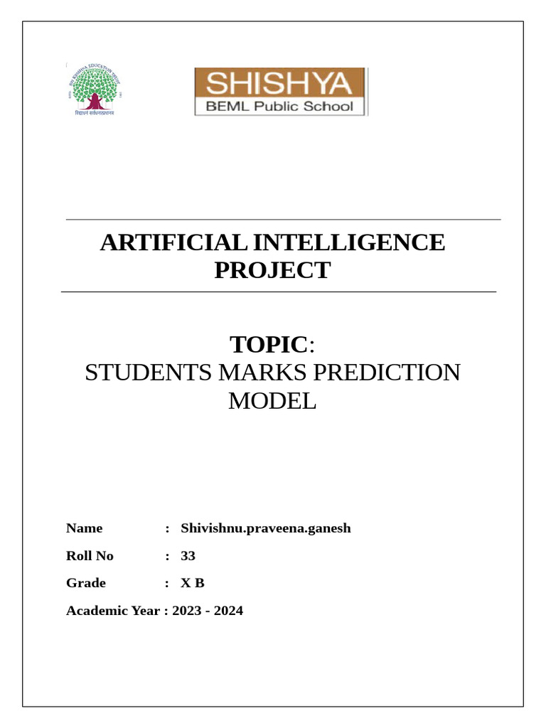 Student Marks Prediction Model AI | PDF | Prediction | Machine Learning