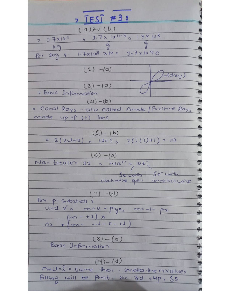 Test 3 Atomic Structure | PDF