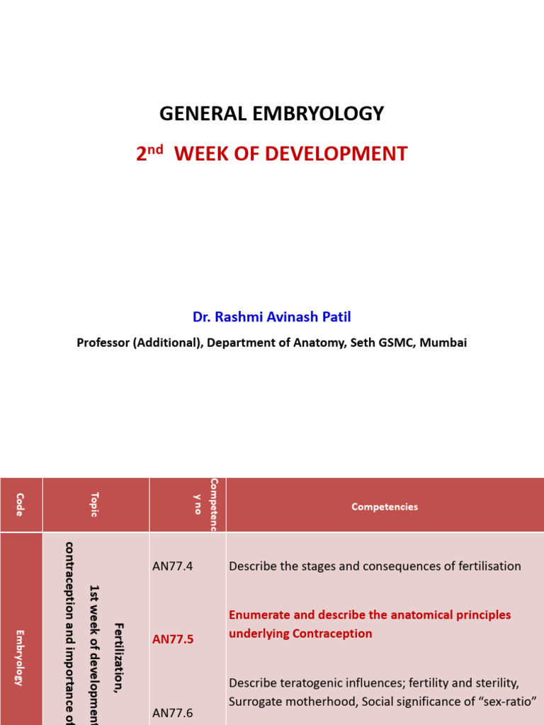 General Embryology: 2nd Week Development | PDF | Developmental Biology ...