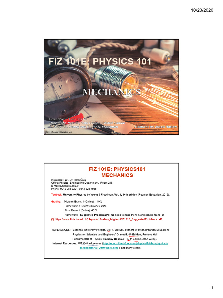Physics 101 Mechanics Course Overview | PDF | Physics | Mechanics