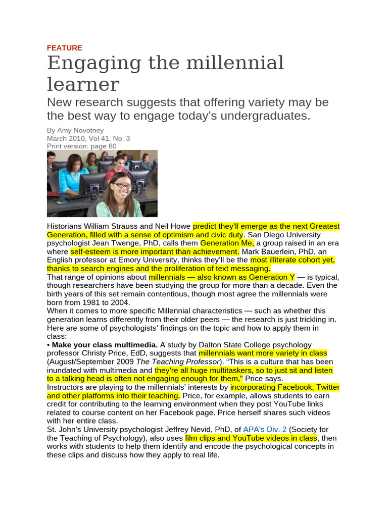 Engaging Millennial Learners in Class | PDF | Lecture | Learning