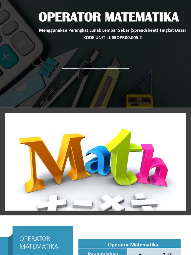 Operator Matematika di Excel Dasar | PDF