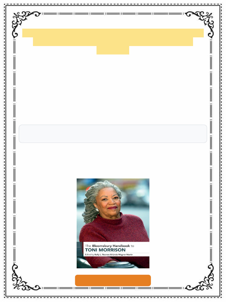The Bloomsbury Handbook To Toni Morrison Kelly Reames Ebook Integrated ...
