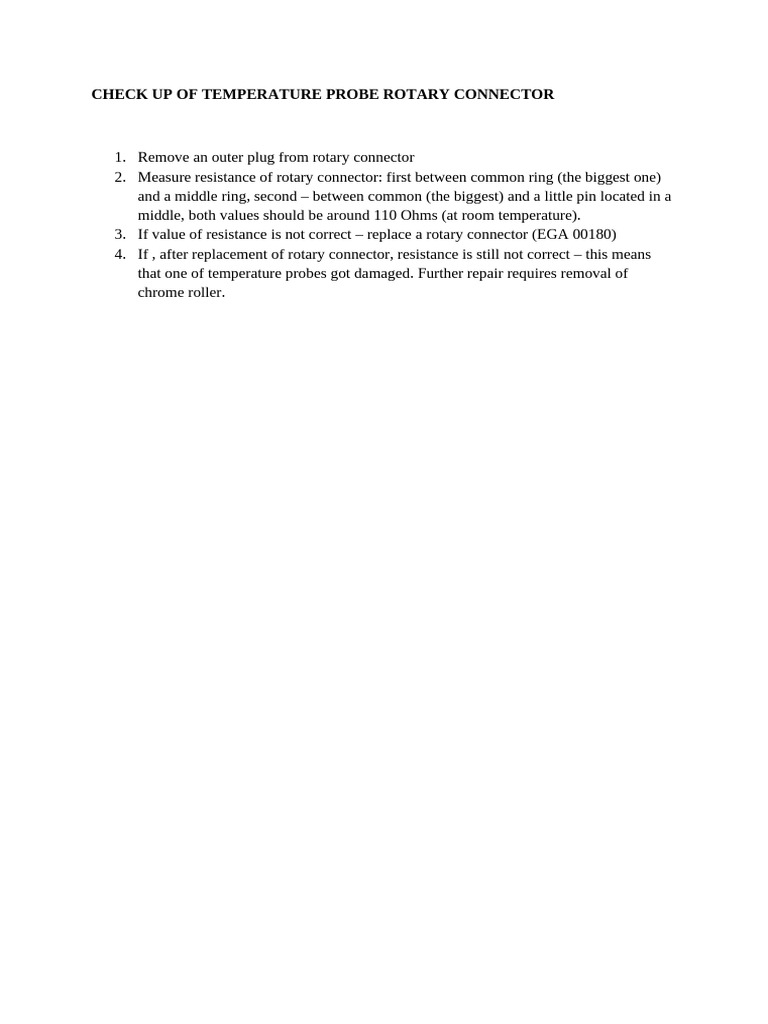 Temperature Probe Rotary Connector Check | PDF