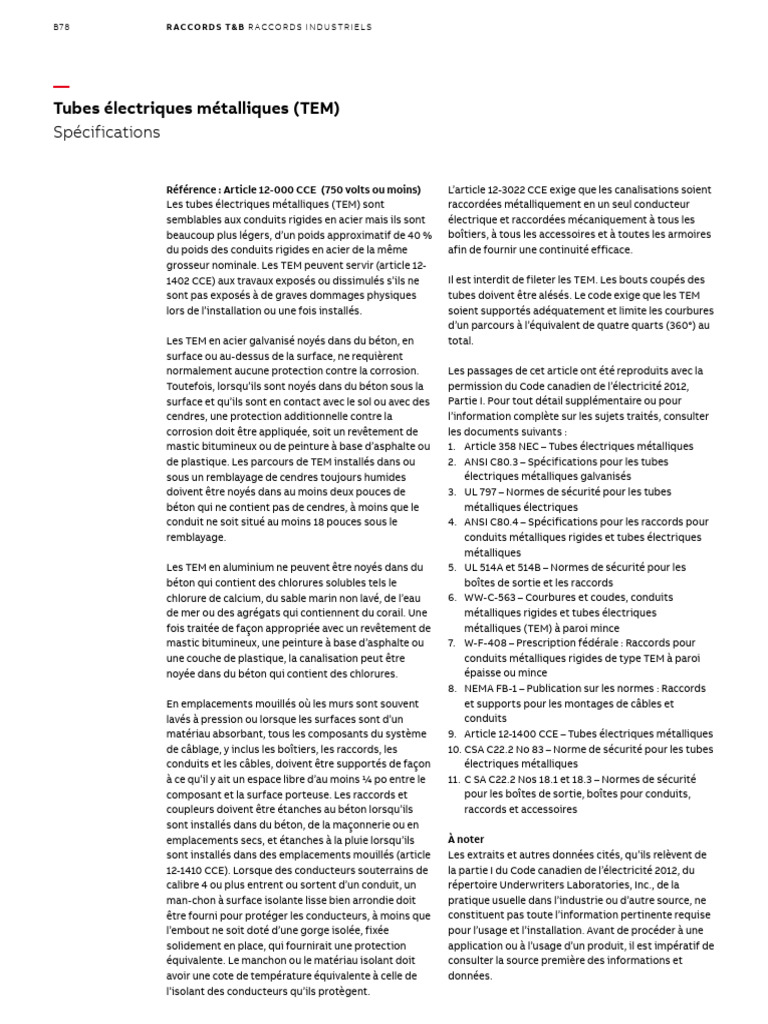 Spécifications des tubes électriques TEM | PDF | Béton | Acier