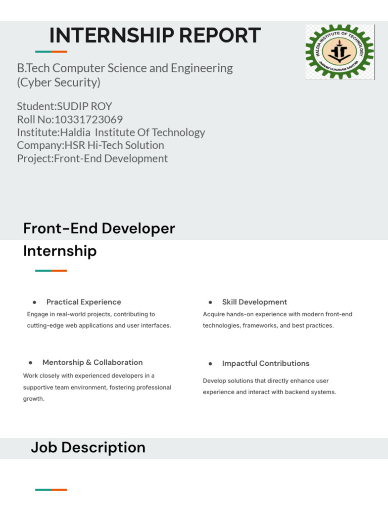 Front-End Development Internship Report | PDF | Computing | Software ...