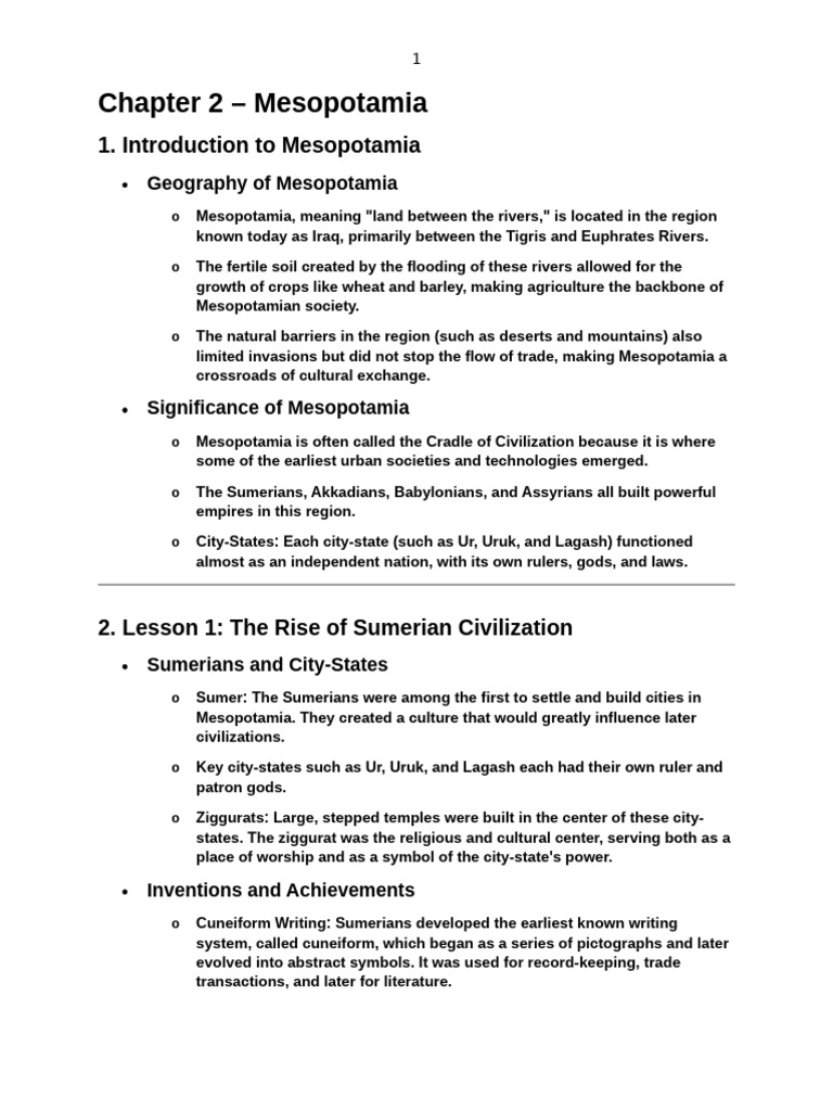 Mesopotamia: Cradle of Civilization Overview | PDF | Mesopotamia | Sumer