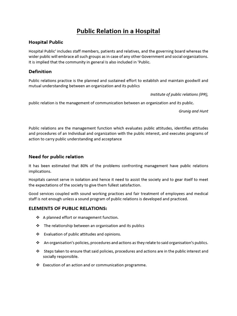 Unit II- Public Relation in Hospital | PDF | Nonverbal Communication ...