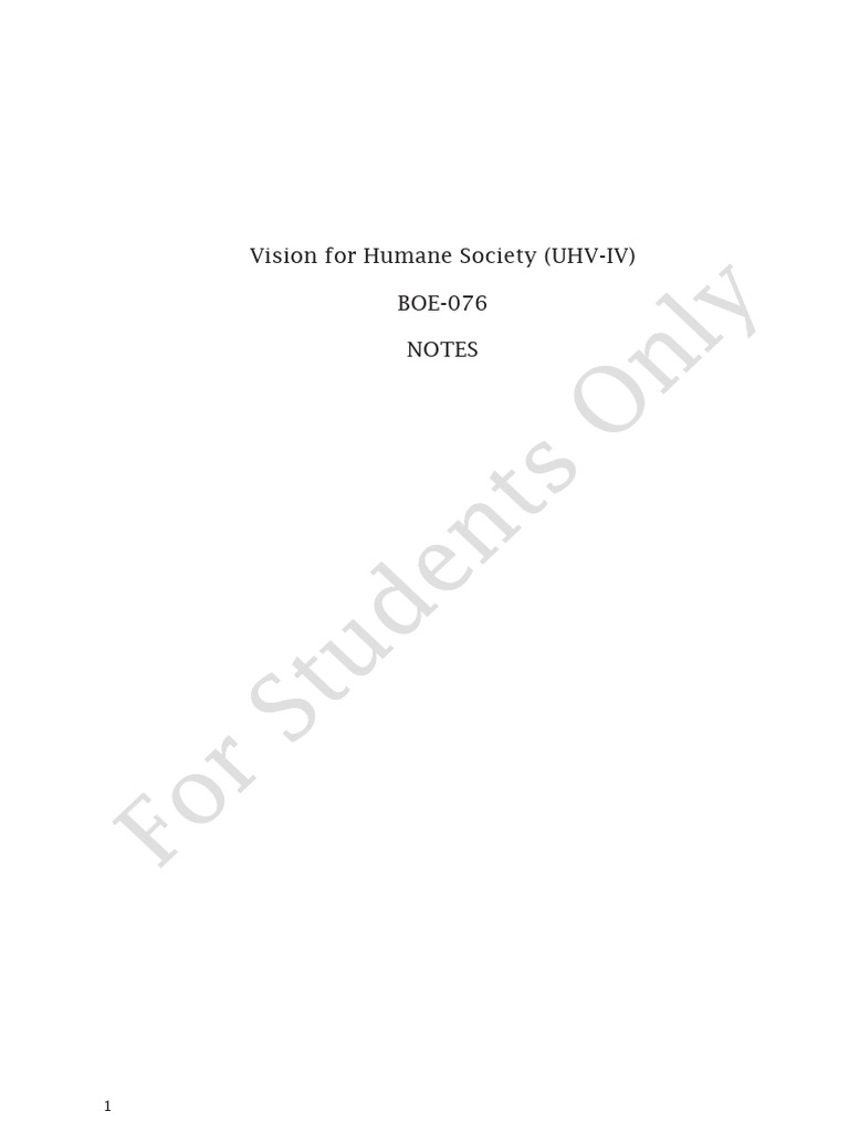 UHV-II Notes (For Students) | PDF | Love | Happiness