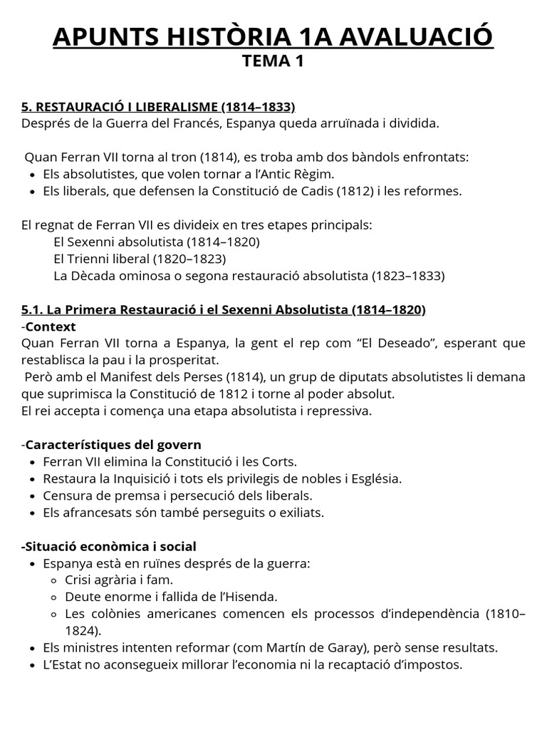 Apunts Història 1a Avaluació | PDF