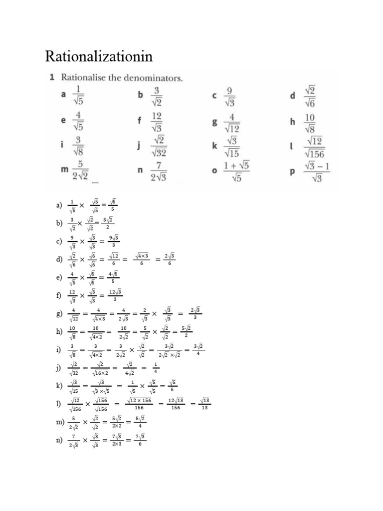 Rationalization Fatima (MYP 5) | PDF
