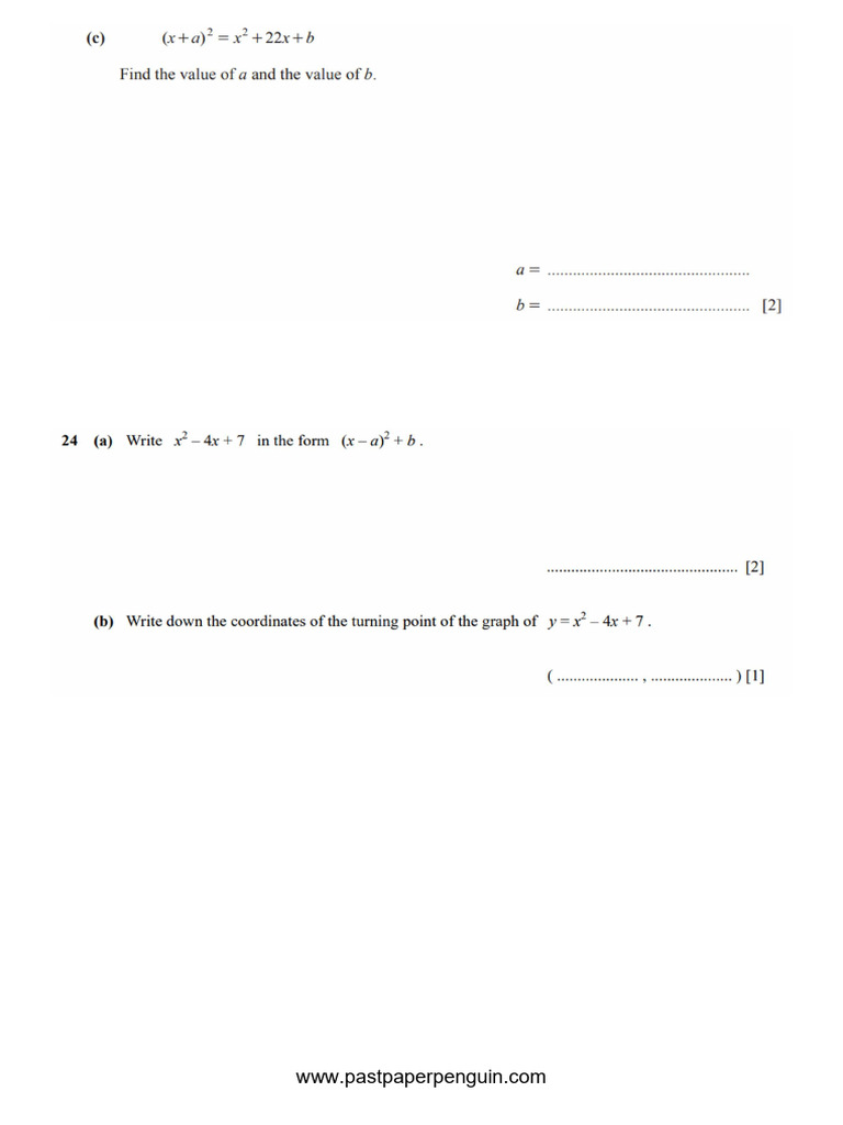 Completing The Square S25 | PDF