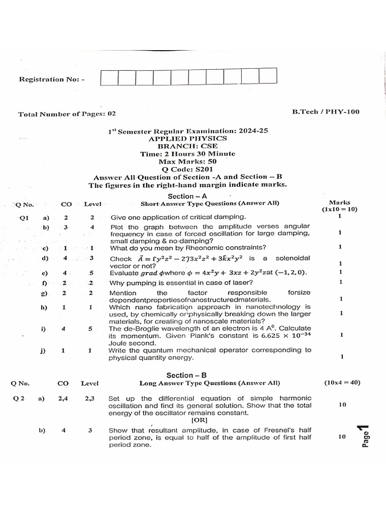 End Sem (1st Sem) | PDF