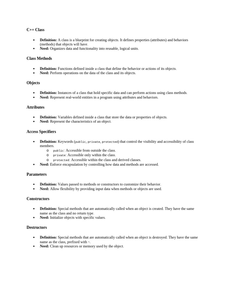 C++ Class Structure and Concepts | PDF