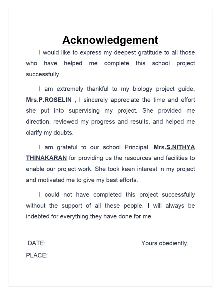 Biology Acknowledgement | PDF