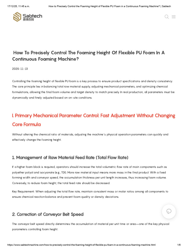 Control Foaming Height in PU Foam Production | PDF | Polyurethane | Foam