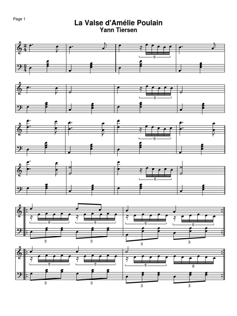 Amelie_poulain Piano Sheet Music