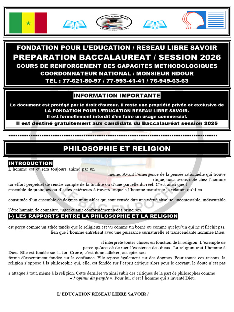 Philosophie et Religion : Relations Complexes | PDF | Raison | Dieu